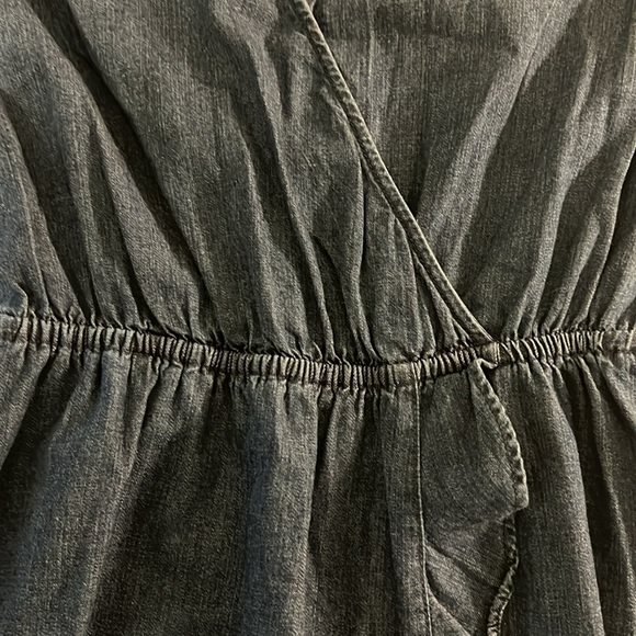 J. Crew Mercantile Denim Jean Ruffle Faux Wrap Dress Sz XXS - Picture 5 of 10